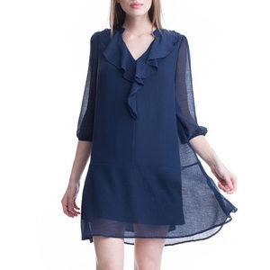 Navy Ruffle Tunic Shift Dropwaist Dress